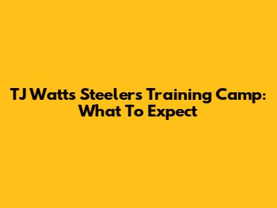 TJ Watt's Steelers Training Camp: What To Expect