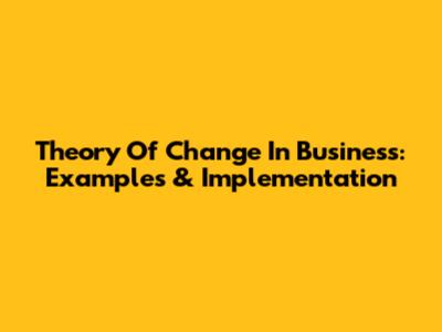 Theory Of Change In Business: Examples & Implementation
