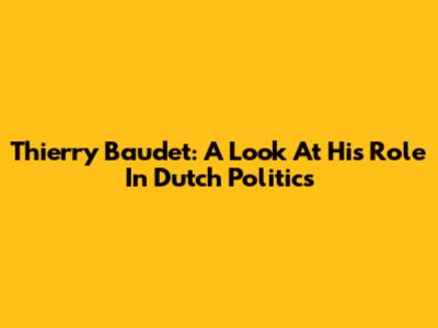 Thierry Baudet: A Look At His Role In Dutch Politics