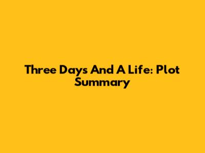 Three Days And A Life: Plot Summary