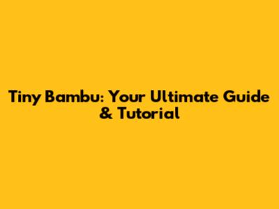 Tiny Bambu: Your Ultimate Guide & Tutorial