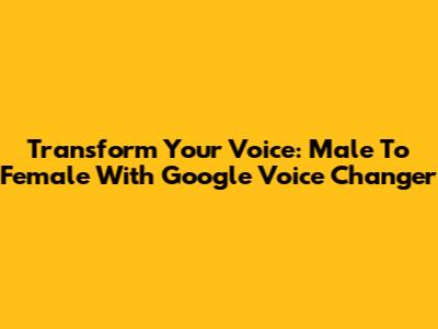 Transform Your Voice: Male To Female With Google Voice Changer