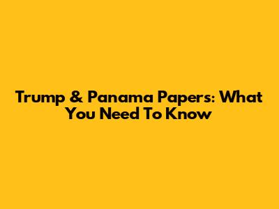 Trump & Panama Papers: What You Need To Know