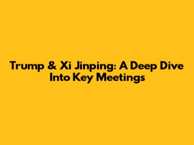 Trump & Xi Jinping: A Deep Dive Into Key Meetings