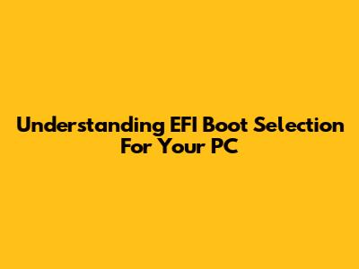 Understanding EFI Boot Selection For Your PC