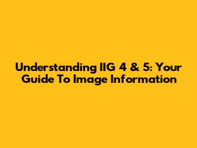 Understanding IIG 4 & 5: Your Guide To Image Information