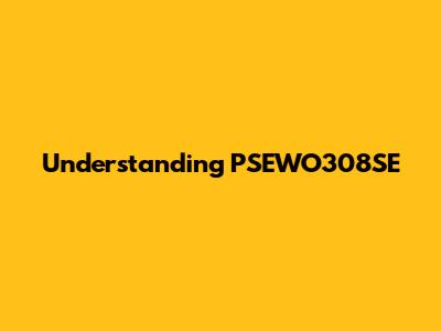 Understanding PSEWO308SE