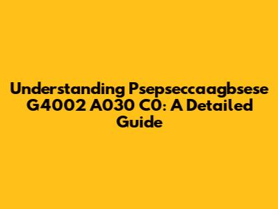 Understanding Psepseccaagbsese G4002 A030 C0: A Detailed Guide