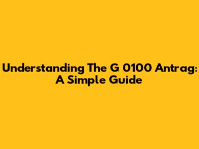 Understanding The G 0100 Antrag: A Simple Guide