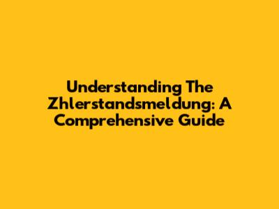 Understanding The Zhlerstandsmeldung: A Comprehensive Guide