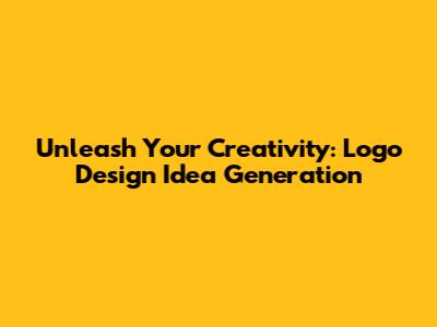 Unleash Your Creativity: Logo Design Idea Generation