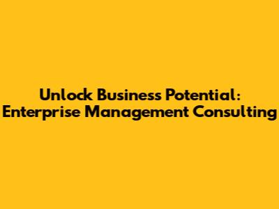 Unlock Business Potential: Enterprise Management Consulting