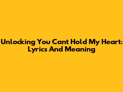 Unlocking 'You Can't Hold My Heart': Lyrics And Meaning