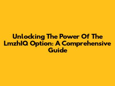 Unlocking The Power Of The LmzhIQ Option: A Comprehensive Guide