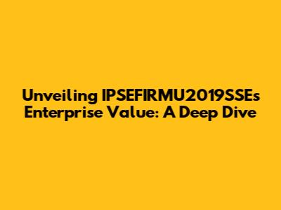 Unveiling IPSEFIRMU2019SSE's Enterprise Value: A Deep Dive