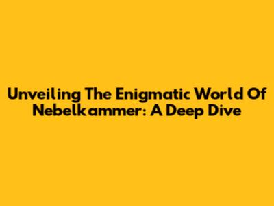 Unveiling The Enigmatic World Of Nebelkammer: A Deep Dive
