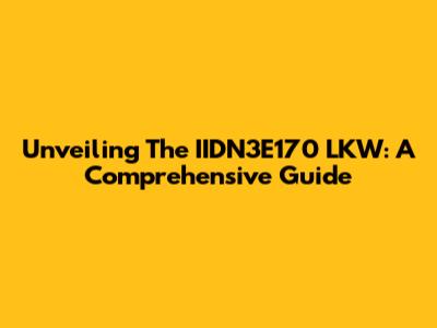 Unveiling The IIDN3E170 LKW: A Comprehensive Guide