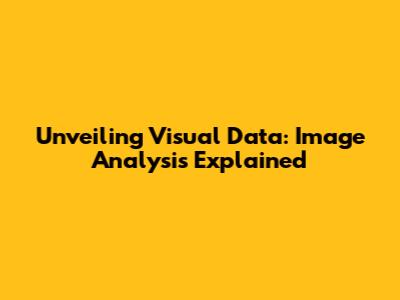 Unveiling Visual Data: Image Analysis Explained