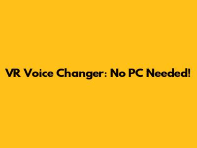 VR Voice Changer: No PC Needed!