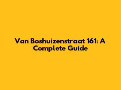 Van Boshuizenstraat 161: A Complete Guide