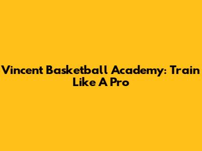 Vincent Basketball Academy: Train Like A Pro
