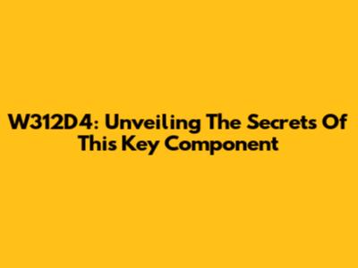 W312D4: Unveiling The Secrets Of This Key Component