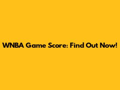 WNBA Game Score: Find Out Now!