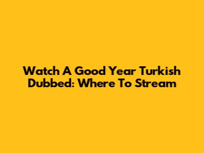 Watch A Good Year Turkish Dubbed: Where To Stream