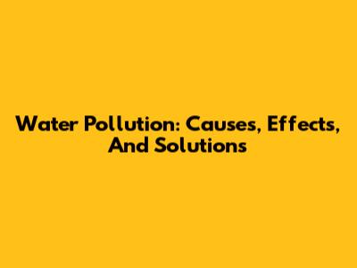 Water Pollution: Causes, Effects, And Solutions