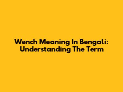 Wench Meaning In Bengali: Understanding The Term