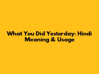 What You Did Yesterday: Hindi Meaning & Usage