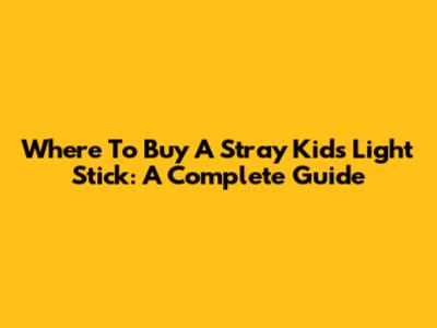 Where To Buy A Stray Kids Light Stick: A Complete Guide