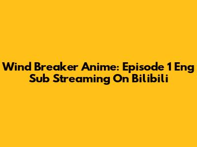 Wind Breaker Anime: Episode 1 Eng Sub Streaming On Bilibili