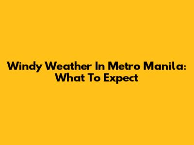 Windy Weather In Metro Manila: What To Expect