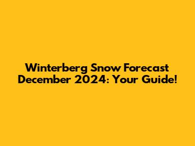 Winterberg Snow Forecast December 2024: Your Guide!