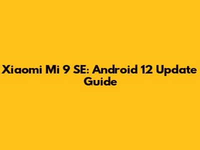 Xiaomi Mi 9 SE: Android 12 Update Guide