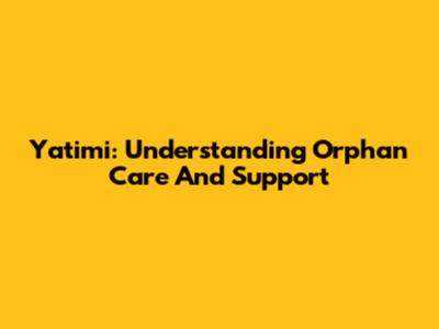 Yatimi: Understanding Orphan Care And Support