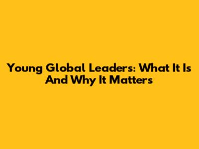 Young Global Leaders: What It Is And Why It Matters