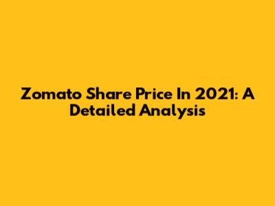 Zomato Share Price In 2021: A Detailed Analysis