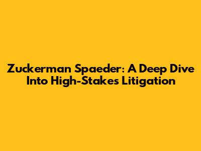 Zuckerman Spaeder: A Deep Dive Into High-Stakes Litigation